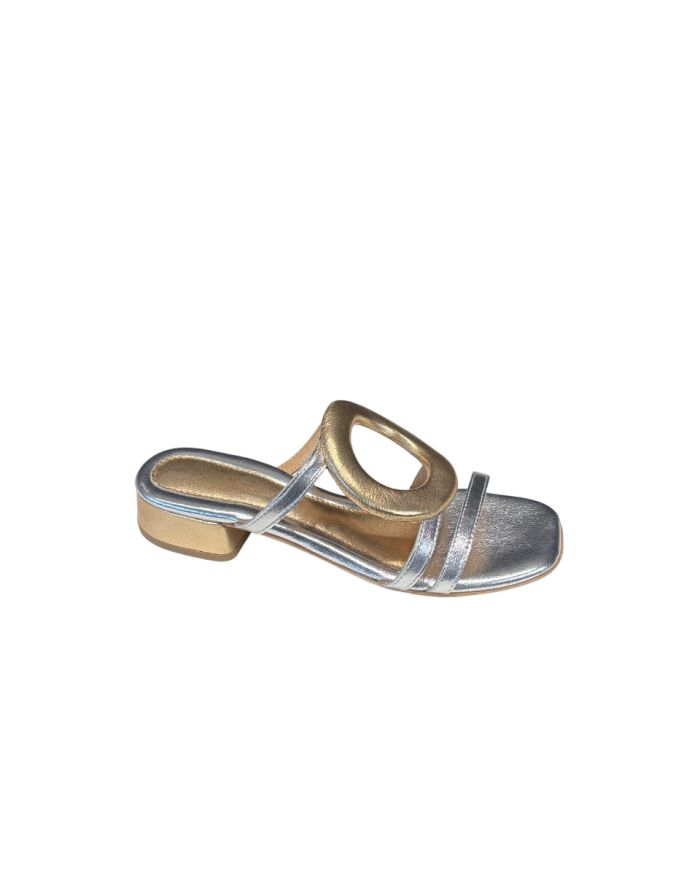 Ciabattina Linea Geometrica Gold/Silver Con Tacco