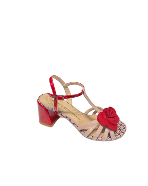 Sandalo Con Dettaglio Fiore Red