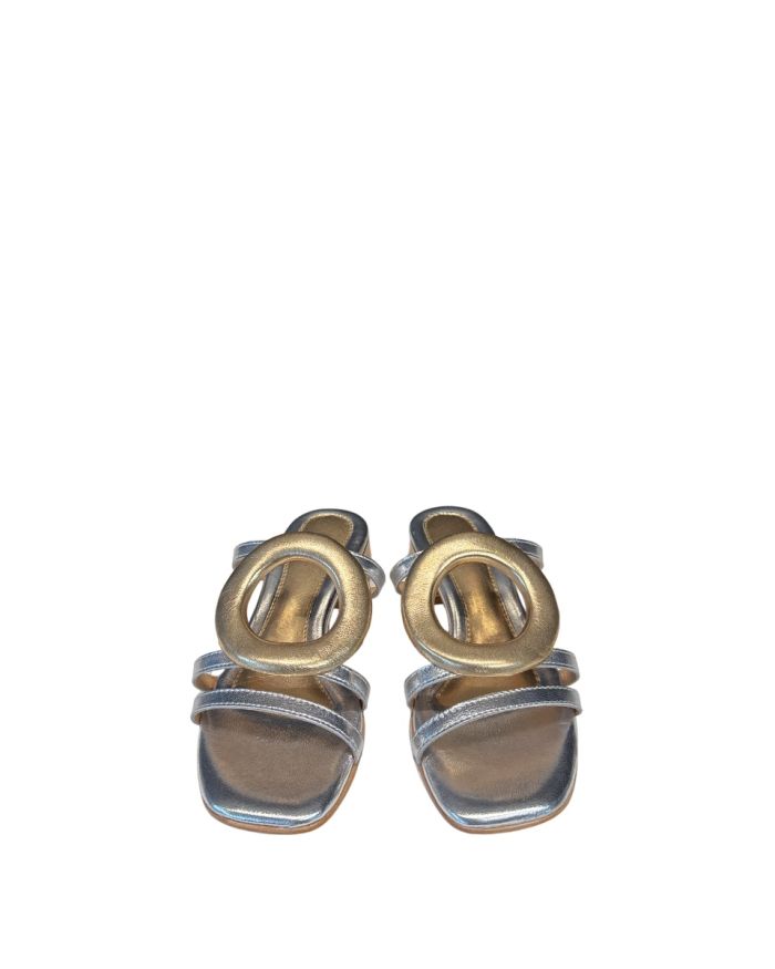 Ciabattina Linea Geometrica Gold/Silver Con Tacco
