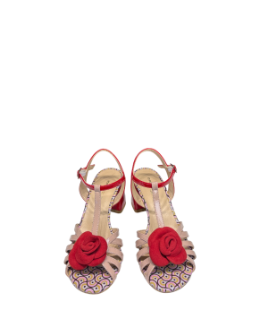 Sandalo Con Dettaglio Fiore Red