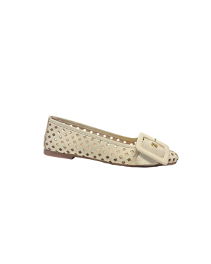 Ballerina Vernice Traforata Accessorio Fibbia Burro