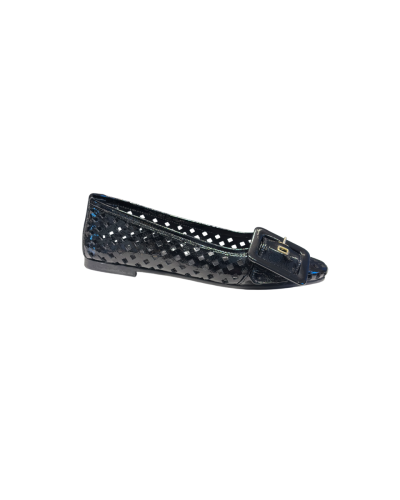 Ballerina Vernice Traforata Con Accessorio Fibbia Nera