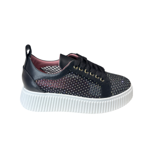 Sneakers Rete Polvere Multicolor Di Strass Black