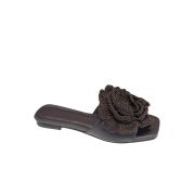 Ciabattina Flowers Brown