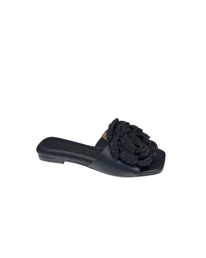 Ciabattina Flowers Black