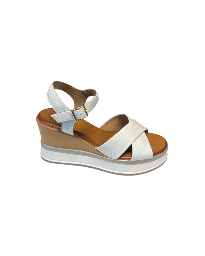 Sandalo Zeppa Incrocio Cream