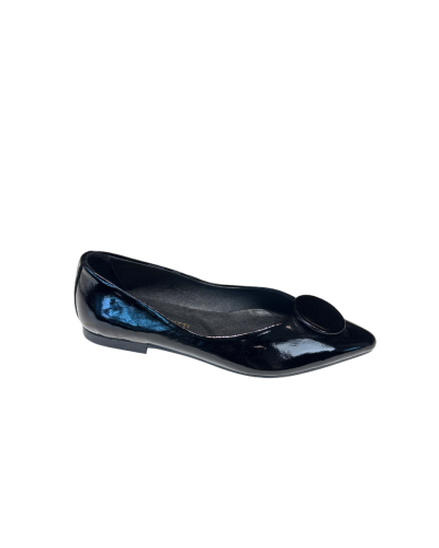 Ballerina Vernice Con Accessorio Bottone Black