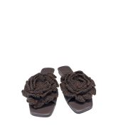 Ciabattina Flowers Brown