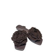 Ciabattina Flowers Brown