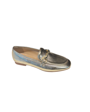 Mocassino Con Accessorio Laminato Platino